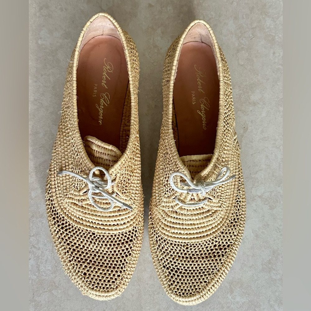 R Robert Clergerie "Pinto" Platforms Beige Woven Footwear - Picture 3 of 7